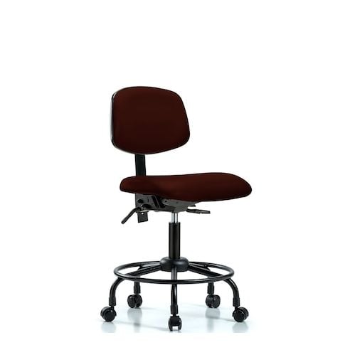 Blue Ridge Ergonomics VDHCH-RT-T0-A0-RC-8569 Rutledge Vinyl Chair - Desk Height with Round Tube Base & Casters in Burgundy Trailblazer™ Vinyl