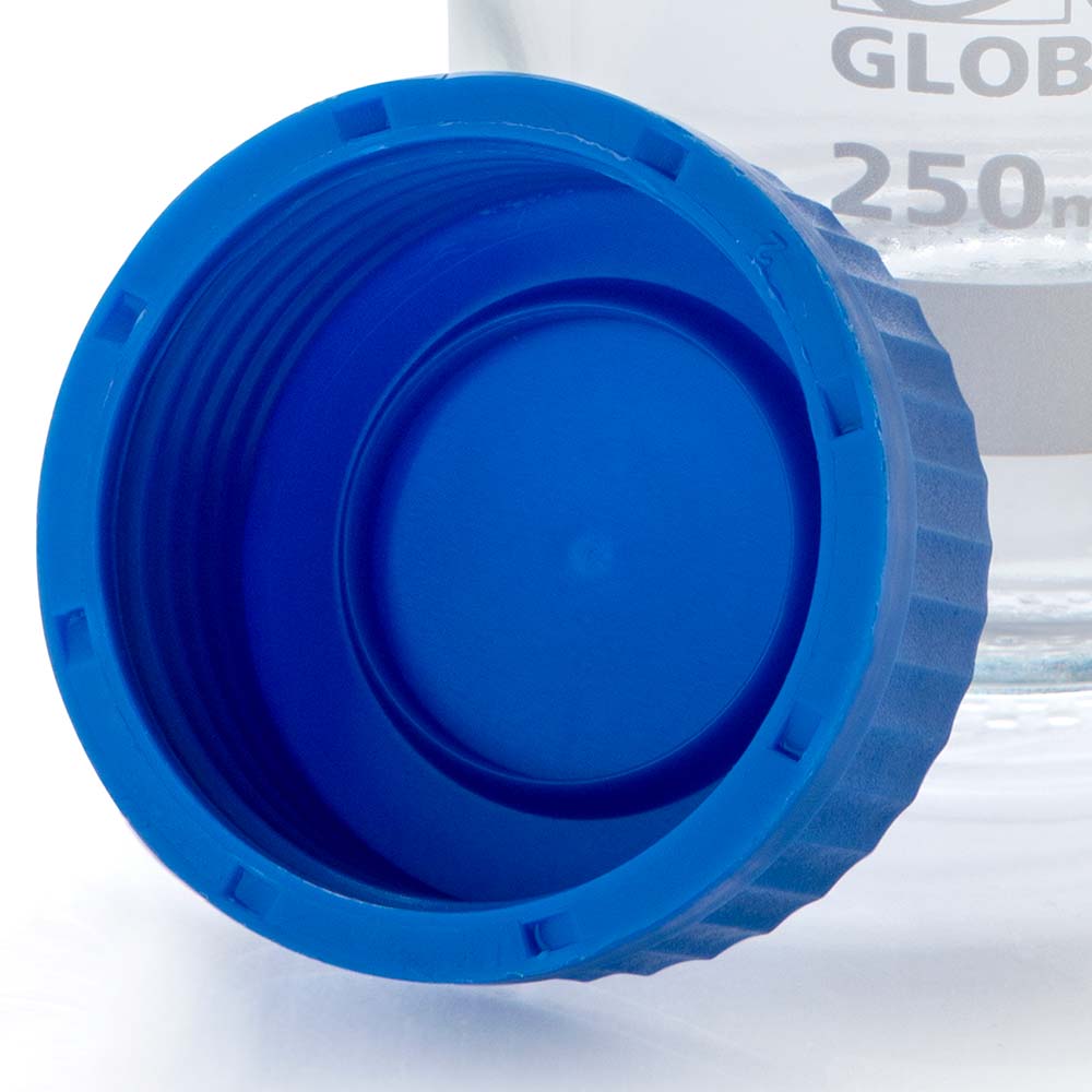 Globe Scientific 8110500 Bottle AmberMedia Globe Glass 500mL GL45 Screw Cap Dual Graduations 10/Box