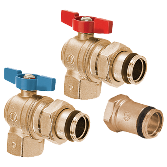 Legend Valves 800-825 1" Angle Isolation Valve, Red & Blue Pair; for M-8000, M-8100, & M-8200 Brass Manifolds