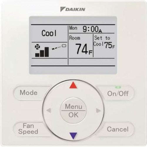 Daikin BRC944B2 Controller, Wired Remote, Mini Split, 64 to 90 degF, Wall