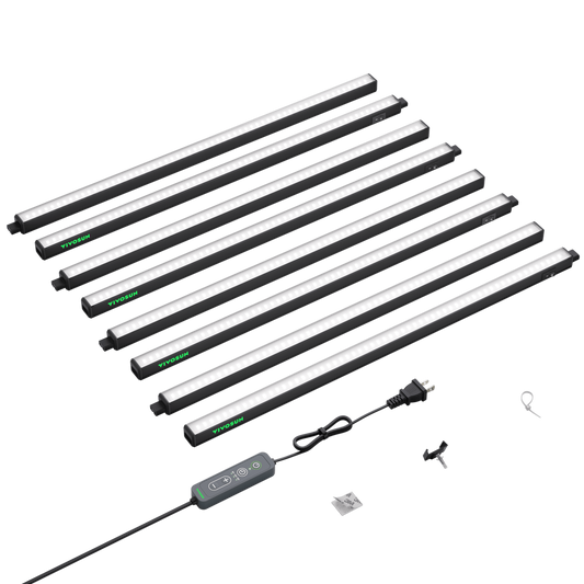 Vivosun T5 Grow Lights for Indoor Plants, 5000K Full Spectrum 120W (8 x 15W), 2FT LED Plant Light Strip with Timer & Dimming Controller for Seed Starting, 8-Pack