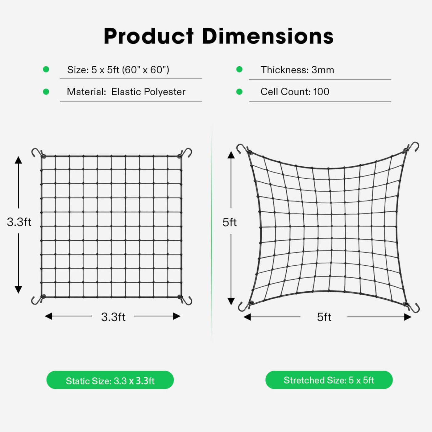 Vivosun 5 x 5Ft. Elastic Trellis Netting with 4 Hooks