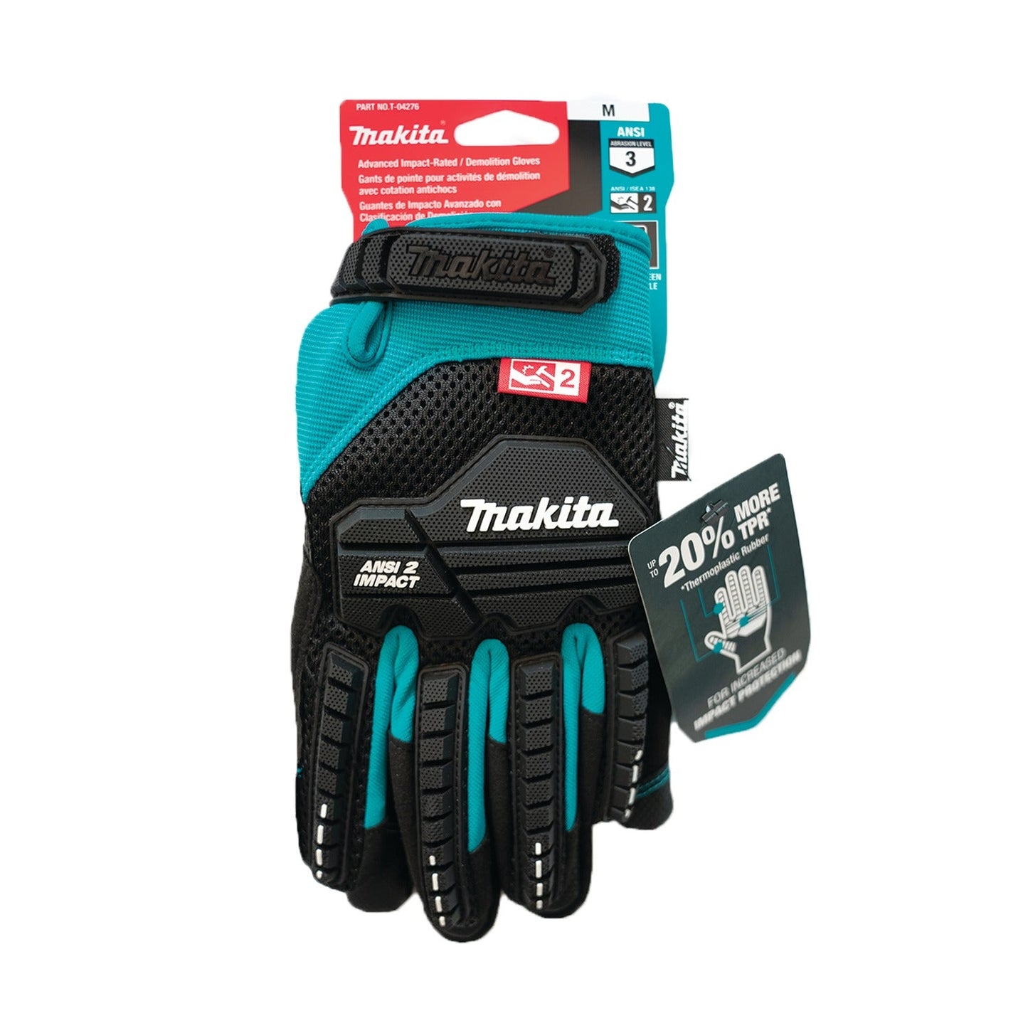 Makita T-04276 Advanced ANSI 2 Impact‘Rated Demolition Gloves (Medium)