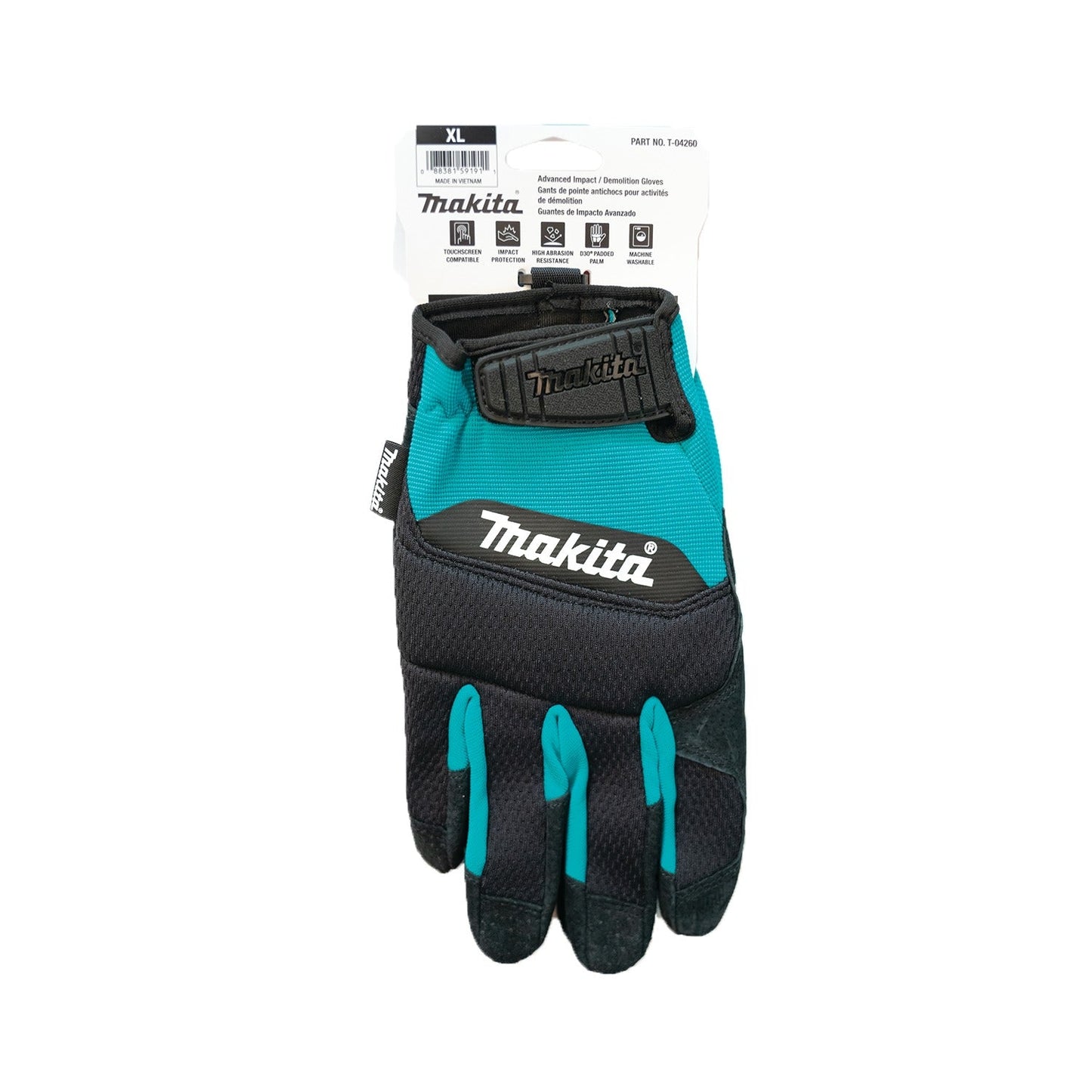 Makita T-04232 100% Genuine Leather‘Palm Performance Gloves (X‘Large)