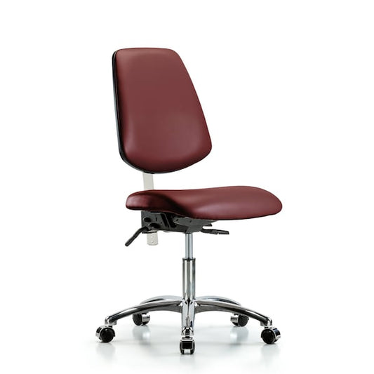 Blue Ridge Ergonomics NCR-VDHCH-MB-CR-T1-A0-CC-8815 Class 100 Vinyl Clean Room Chair - Desk Height with Medium Back, Seat Tilt, & Casters in Borscht Supernova™ Vinyl