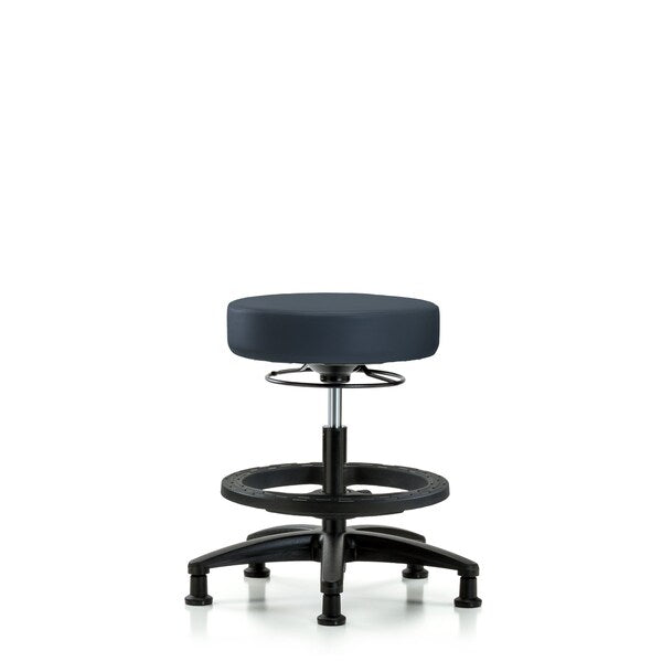 Blue Ridge Ergonomics VMBSO-RG-BF-RG-8582 Rutledge Vinyl Stool without Back - Medium Bench Height with Black Foot Ring & Stationary Glides in Imperial Blue Trailblazer™ Vinyl