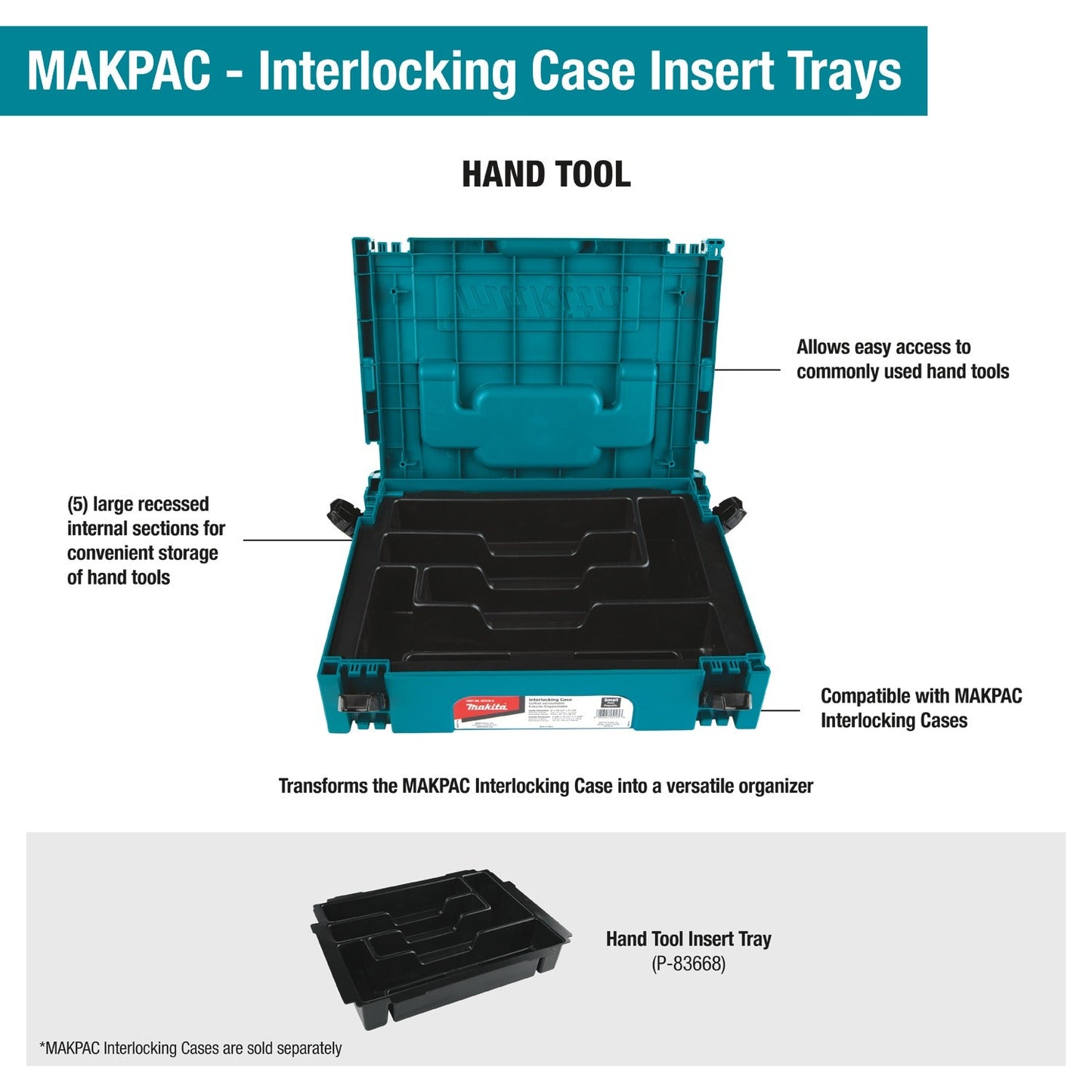 Makita P-83668 MAKPAC Interlocking Case Hand Tool Insert Tray