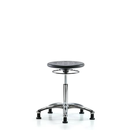 Blue Ridge Ergonomics CLR-IPMBSO-CR-NF-RG-BLK Class 10 Huron Polyurethane Clean Room Stool - Medium Bench Height with Stationary Glides in Black Polyurethane