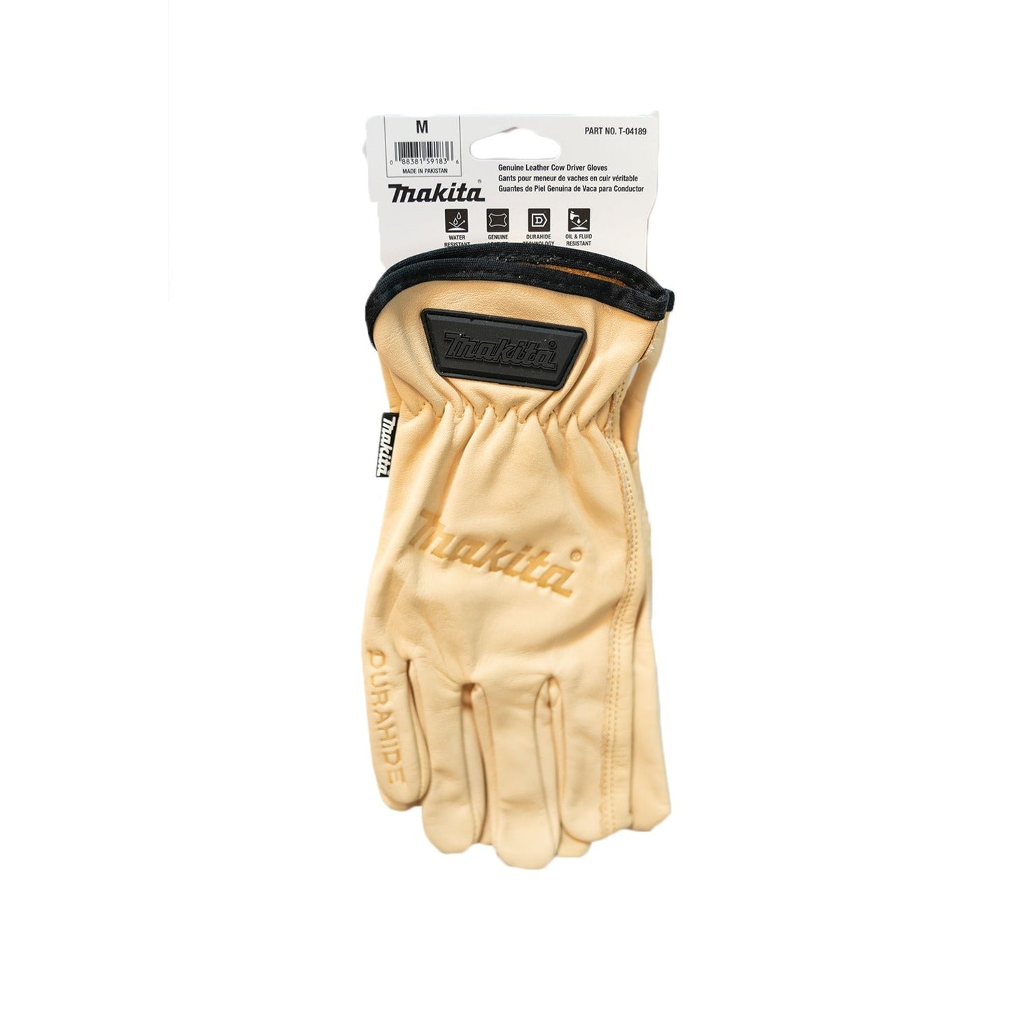 Makita T-04189 100% Genuine Leather Cow Driver Gloves (Medium)