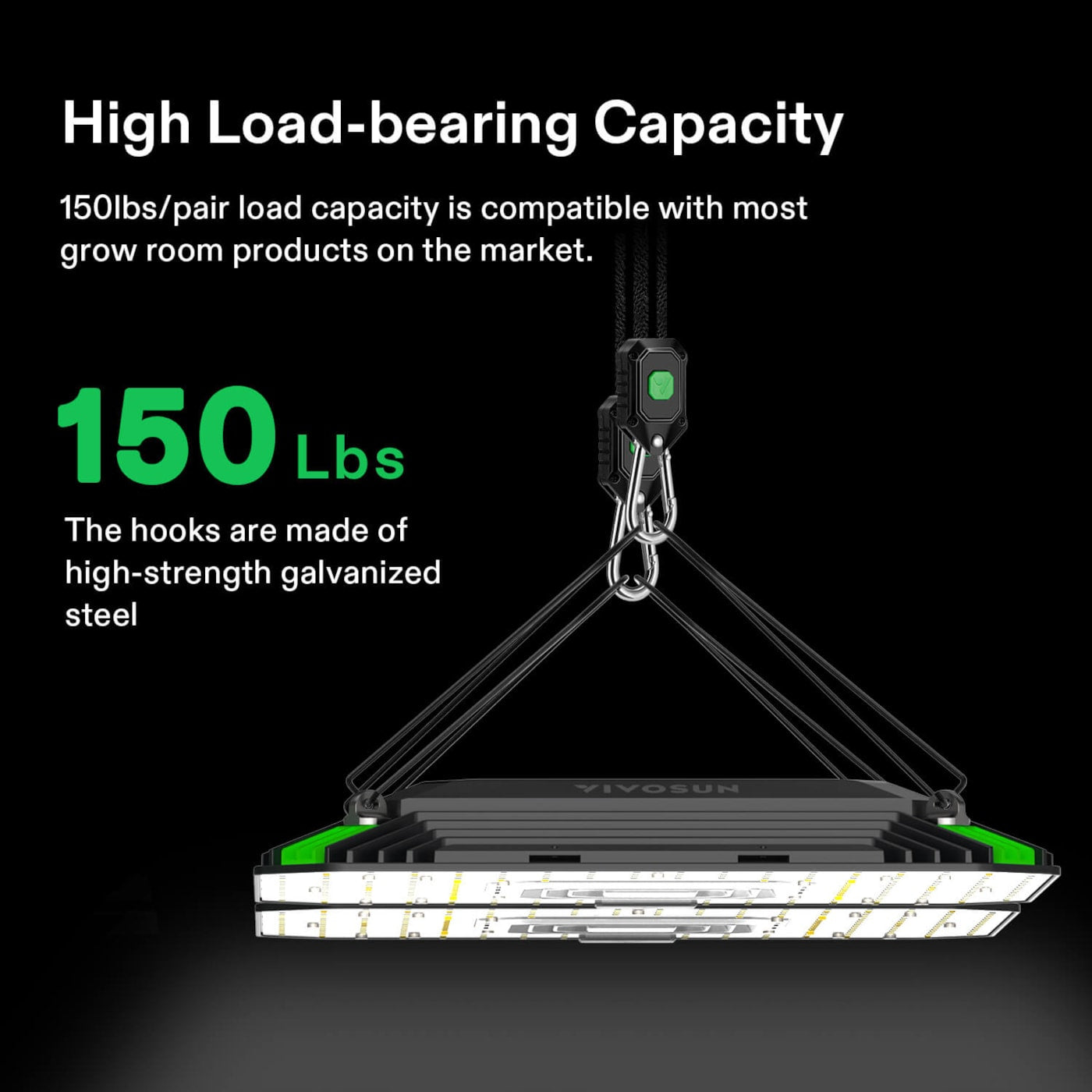 Vivosun LED Grow Light Adjustable Hanger 1/8 Inch, 150 lbs/pair Weight Capacity, 6 Pair