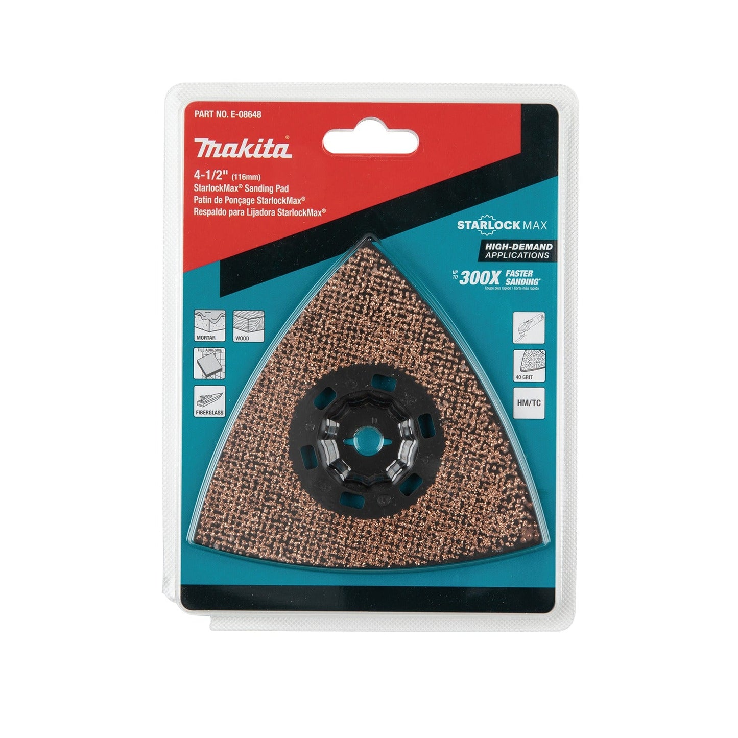 Makita E-08648 StarlockMax® Oscillating Multi‘Tool 4‘1/2" Tungsten Carbide 40 Grit Delta Triangle Sanding Pad