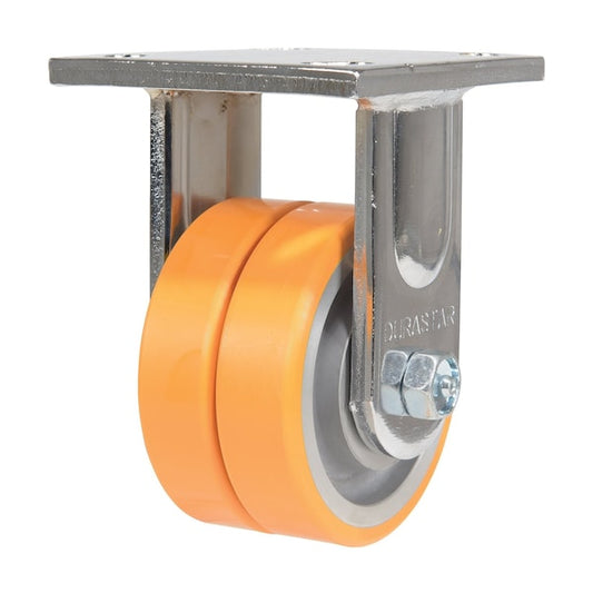 Vestil CST-FXE-4X2DSI-R Sirius Polyurethane Dual Rigid Caster 4 In. Diameter x 2 In. Width 1000 lb Orange/Gray