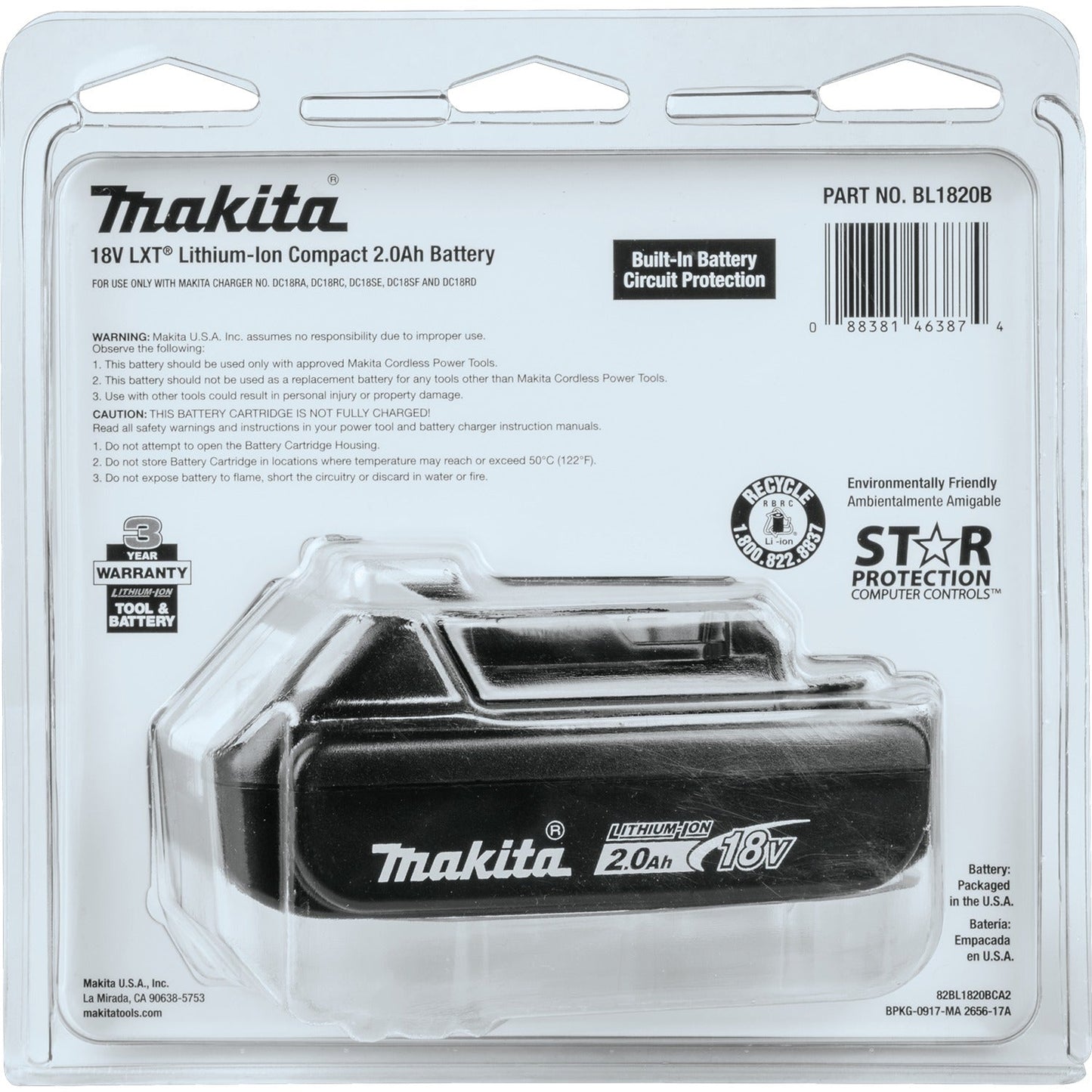 Makita BL1820B 18V LXT® Lithium‘Ion Compact 2.0Ah Battery