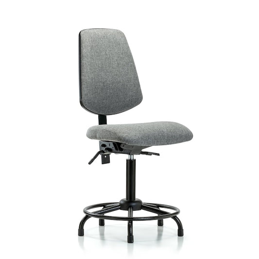Blue Ridge Ergonomics FMBCH-MB-RT-T0-A0-RG-F44 Rutledge Fabric Chair - Medium Bench Height with Round Tube Base, Medium Back, & Stationary Glides in Gray Fabric
