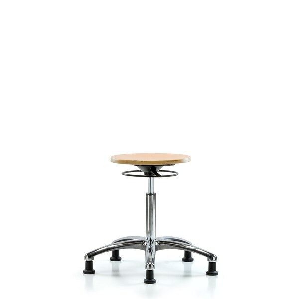 Blue Ridge Ergonomics WMBSO-CR-NF-RG Wood Stool Chrome - Medium Bench Height with Stationary Glides