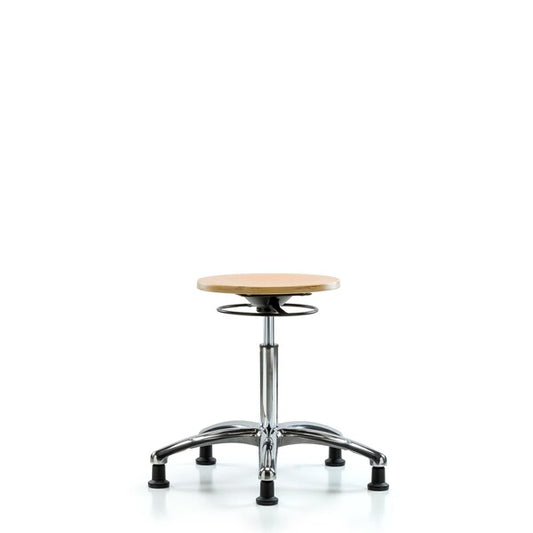 Blue Ridge Ergonomics WMBSO-CR-NF-RG Wood Stool Chrome - Medium Bench Height with Stationary Glides