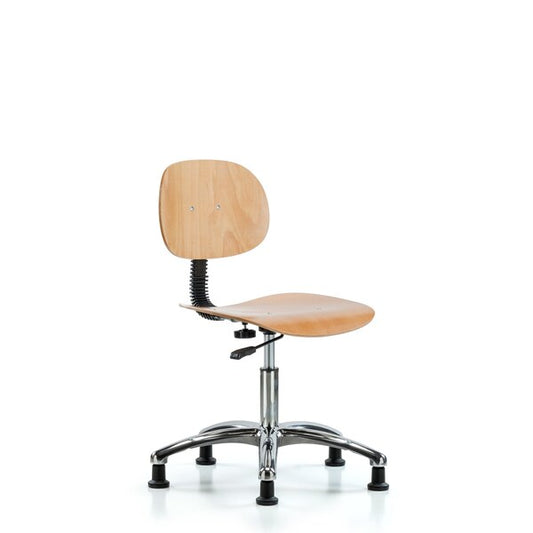 Blue Ridge Ergonomics WDHSO-CR-RG Wood Stool Chrome - Desk Height with Stationary Glides