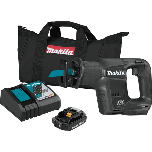 Makita XRJ07R1B 18V LXT® Lithium‘Ion Sub‘Compact Brushless Cordless Recipro Saw Kit (2.0Ah)