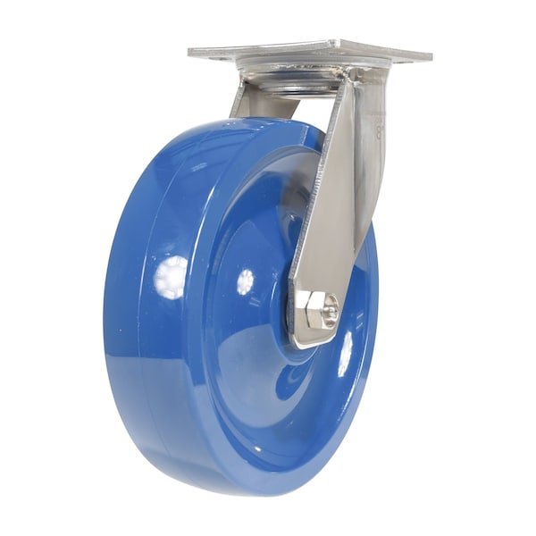 Vestil CST-F-SS-8X2SP-S Solid Polyurethane Swivel Caster 8 In. Diameter x 2 In. Width 1400 Lb. Capacity Dark Blue