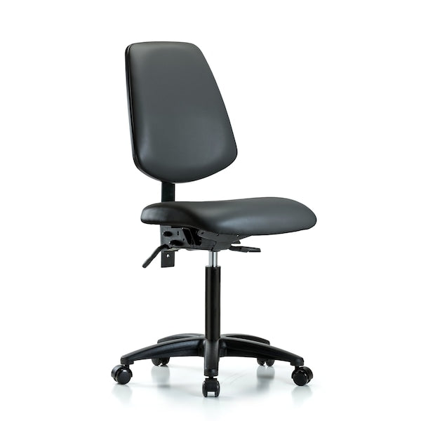 Blue Ridge Ergonomics VMBCH-MB-RG-T1-A0-NF-RC-8823 Rutledge Vinyl Chair - Medium Bench Height with Medium Back, Seat Tilt, & Casters in Carbon Supernova™ Vinyl