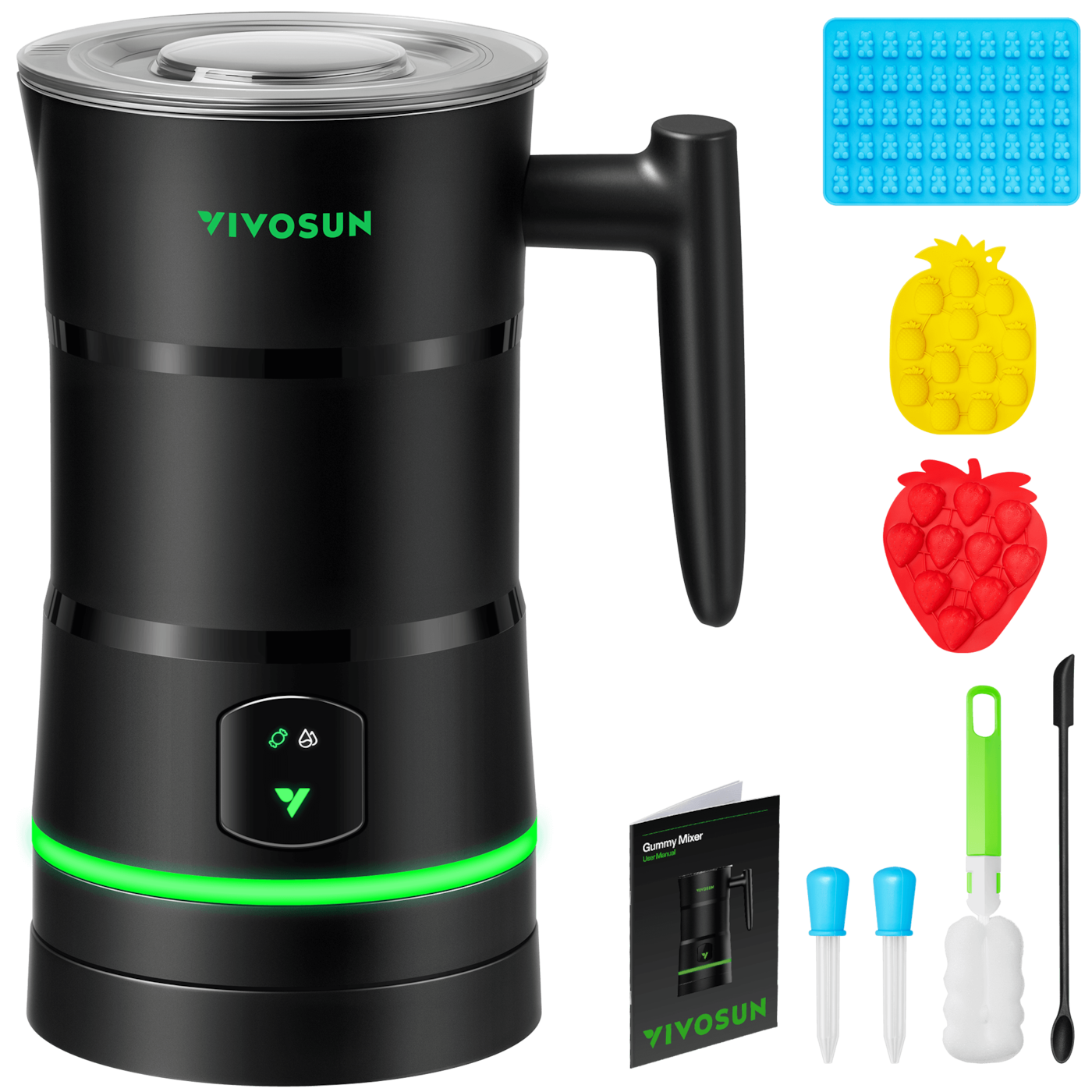 Vivosun Gummy Maker Machine, Hands-Free Candy Maker, Oil Infused Edible Mixer with Dual Rotor, Food-Grade Stainless Steel Pot and Silicone Molds, for Gummies Bear, DIY Candies, Party Treats