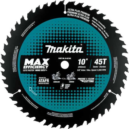 Makita B-62103 10" 45T Carbide‘Tipped Max Efficiency Miter Saw Blade