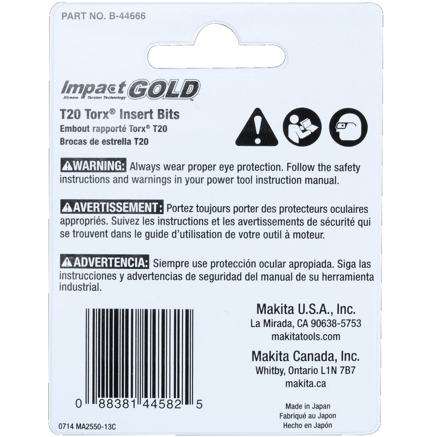 Makita B-44666 Impact GOLD® #20 Torx Insert Bit, 2/pk