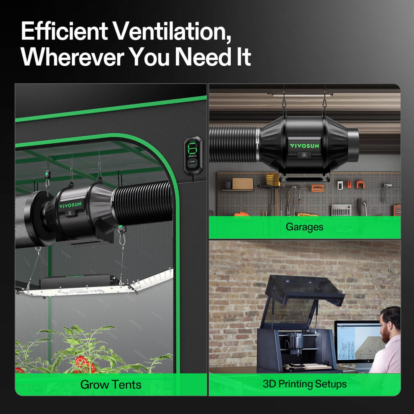 Vivosun Smart Air Filtration Kit 4', AeroZesh T4 Inline Fan with E12 Speed Controller, Carbon Filter & Ducting Combo