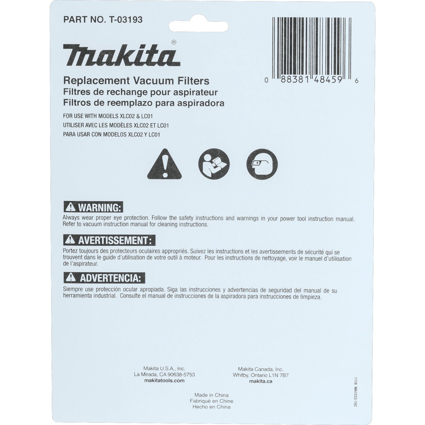 Makita T-03193 Cloth Vacuum Filter, 3/pk