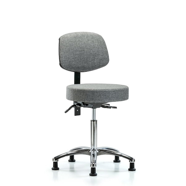 Blue Ridge Ergonomics FMBCH-CR-T1-A1-NF-CC-F44 Rutledge Fabric Chair Chrome - Medium Bench Height with Seat Tilt, Adjustable Arms, & Casters in Gray Fabric