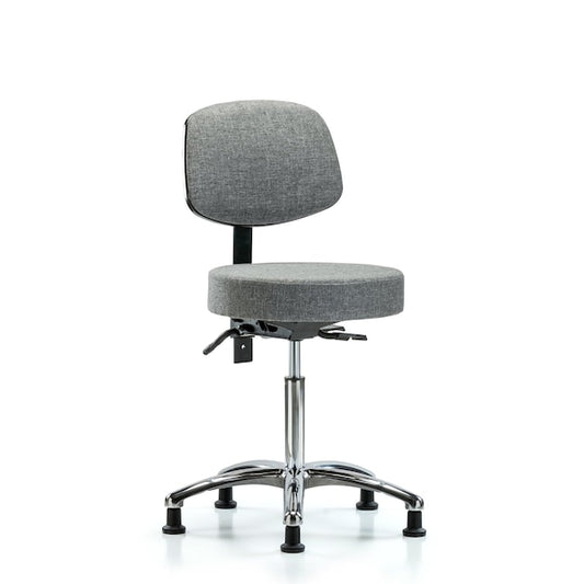 Blue Ridge Ergonomics FMBCH-CR-T1-A1-NF-CC-F44 Rutledge Fabric Chair Chrome - Medium Bench Height with Seat Tilt, Adjustable Arms, & Casters in Gray Fabric