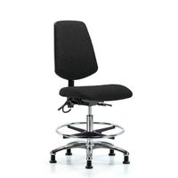 Blue Ridge Ergonomics ESD-FMBCH-CR-T1-A1-CF-EG-ESDBLU Fabric ESD Chair - Medium Bench Height with Seat Tilt, Adjustable Arms, Chrome Foot Ring, & ESD Stationary Glides in ESD Blue Fabric