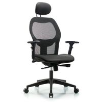 Blue Ridge Ergonomics EXE-VMDHCH-RG-H1-A2-RG-8823 Executive Windova Mesh Back Chair with Carbon Supernova™ Seat, Head Rest, 3D Adjustable Arms, & Stationary Glides