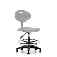 Blue Ridge Ergonomics TPHBCH-RG-A0-CF-RG-BLU Erie Polyurethane Chair - High Bench Height with Chrome Foot Ring & Stationary Glides in Blue Polyurethane