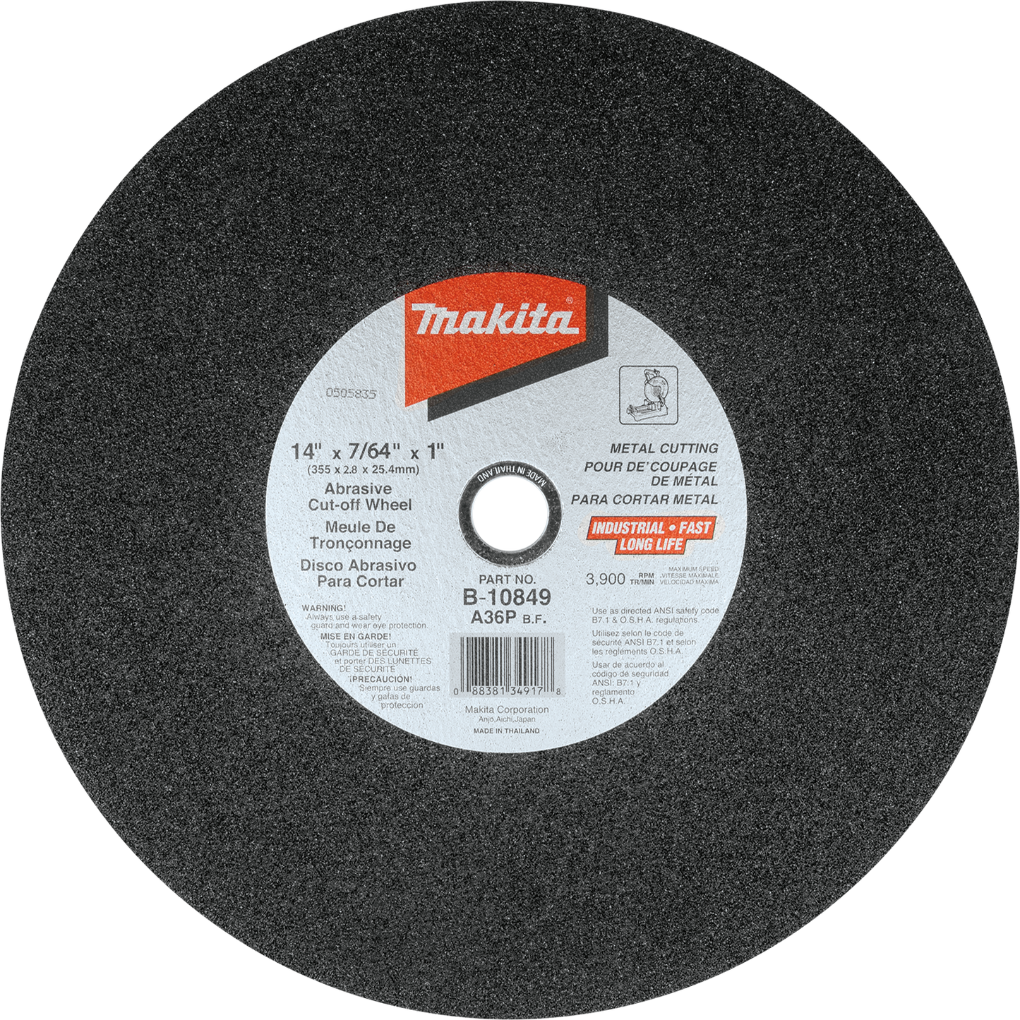 Makita B-10849-25 14" x 7/64" x 1" Abrasive Cut‘Off Wheel, 25/pk