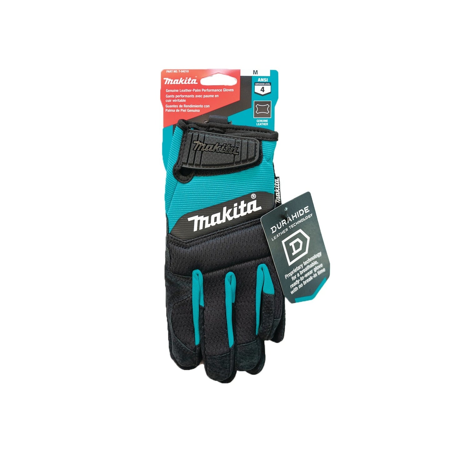 Makita T-04210 100% Genuine Leather‘Palm Performance Gloves (Medium)