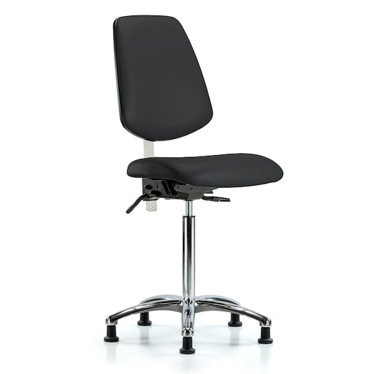 Blue Ridge Ergonomics VMBCH-MB-RG-T0-A0-NF-RC-8540 Rutledge Vinyl Chair - Medium Bench Height with Medium Back & Casters in Black Trailblazer™ Vinyl