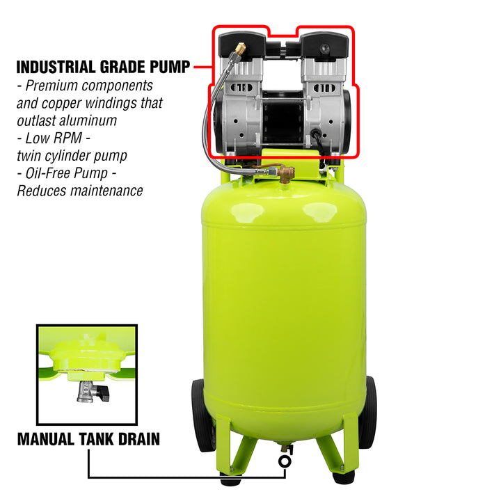 FlexZilla CB20200F Air Compressor with Quiet Technology™, Portable, 2 HP, 20 Gallon, Industrial Grade Pump