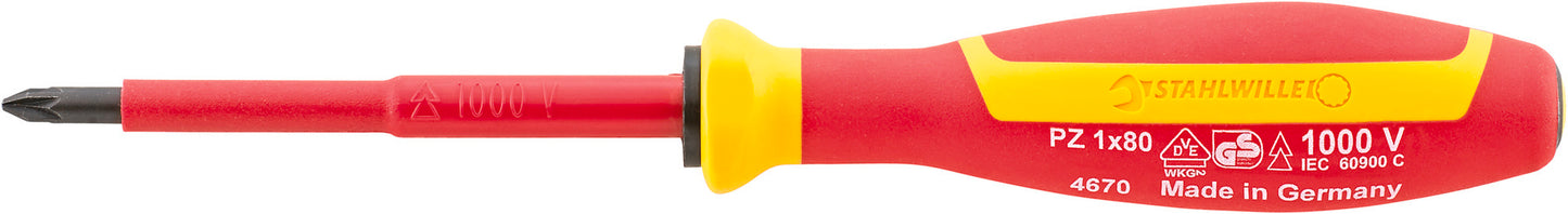 Stahlwille 46703001 4670 VDE 1 VDE POZIDRIV-SCHRAUBENDREHER MIT DRALL-GRIFF Vde Cross-Head Screwdriver Pz Drall+