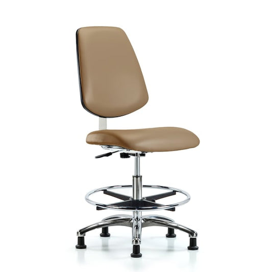 Blue Ridge Ergonomics VMBCH-MB-RG-T0-A1-BF-RG-8546 Rutledge Vinyl Chair - Medium Bench Height with Medium Back, Adjustable Arms, Black Foot Ring, & Stationary Glides in Colonial Blue Trailblazer™ Vinyl