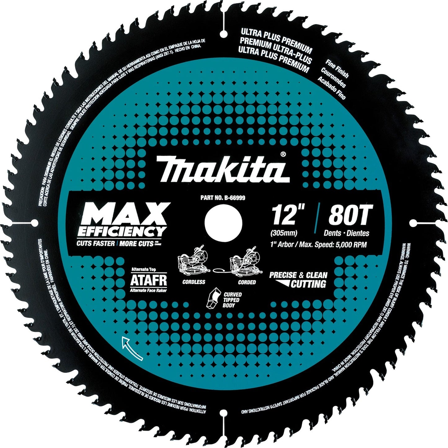 Makita B-66999 12" 80T Carbide‘Tipped Max Efficiency Miter Saw Blade