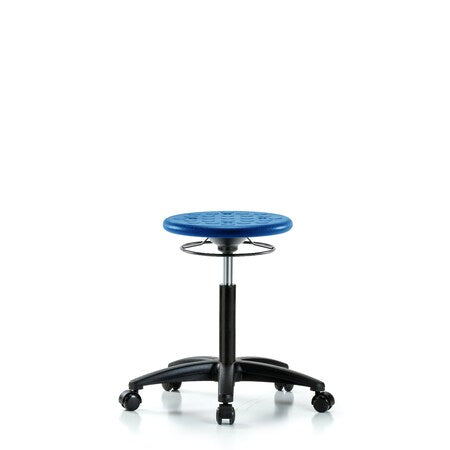 Blue Ridge Ergonomics IPMBSO-RG-NF-RC-BLU Huron Polyurethane Stool - Medium Bench Height with Casters in Blue Polyurethane