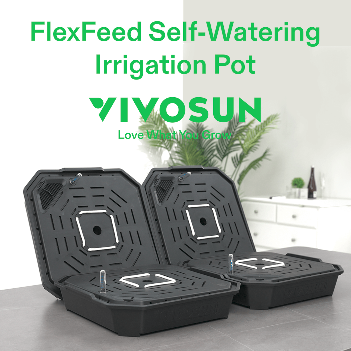 Vivosun FlexFeed Self-Watering Fabric Pot Base, Auto-Irrigation Water Delivery System with Reservoir Meter, 4-Pack