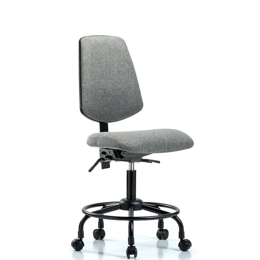 Blue Ridge Ergonomics FDHCH-MB-RT-T1-A0-RC-F44 Rutledge Fabric Chair - Desk Height with Round Tube Base, Medium Back, Seat Tilt, & Casters in Gray Fabric