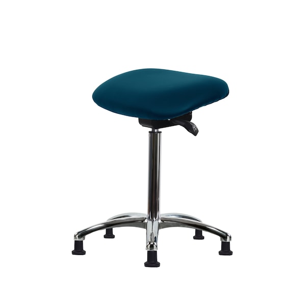 Blue Ridge Ergonomics ECR-VHBCH-CR-CF-EG-ESDBLU Class 10 Clean Room/ESD Vinyl Chair - High Bench Height with Chrome Foot Ring & ESD Stationary Glides in ESD Blue Vinyl