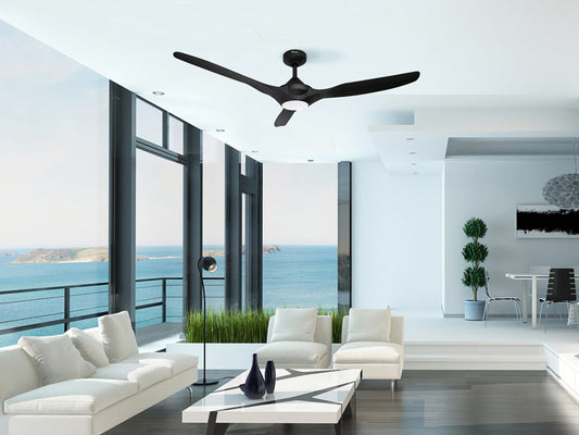 Delta Breez VCA523LED-30-BK Breez Benicia, 52-inch 3-Blade, Wet Rated, Ceiling Fan with LED Light and Remote Control (Black)