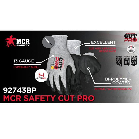 MCR SAFETY 92743BPXXL MCR Safety Cut Pro Bi-polymer Palm/Fingers