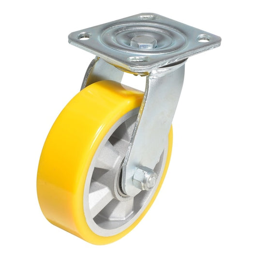 Vestil CST-PY-6X2PUA-S Polyurethane Swivel Caster 6 In. Diameter x 2 In. Width 661 Lb. Capacity Yellow/Gray