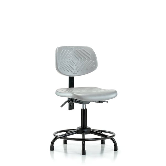 Blue Ridge Ergonomics VDHCH-RT-T1-A0-RG-8801 Rutledge Vinyl Chair - Desk Height with Round Tube Base, Seat Tilt, & Stationary Glides in Marine Blue Supernova™ Vinyl