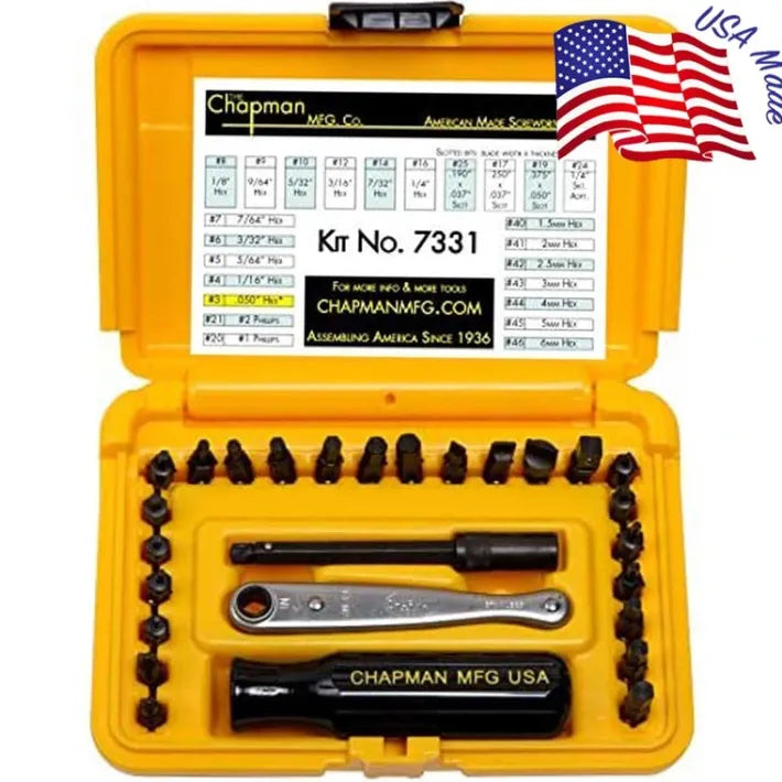 Chapman Mfg 7331 Sae + Metric Allen Hex Screwdriver Set-Safety Yellow